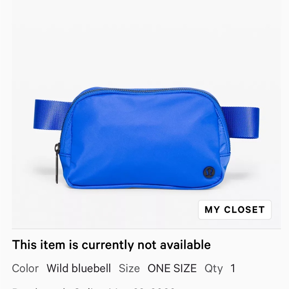Limited edition cobalt blue Lululemon fanny pack/belt bag